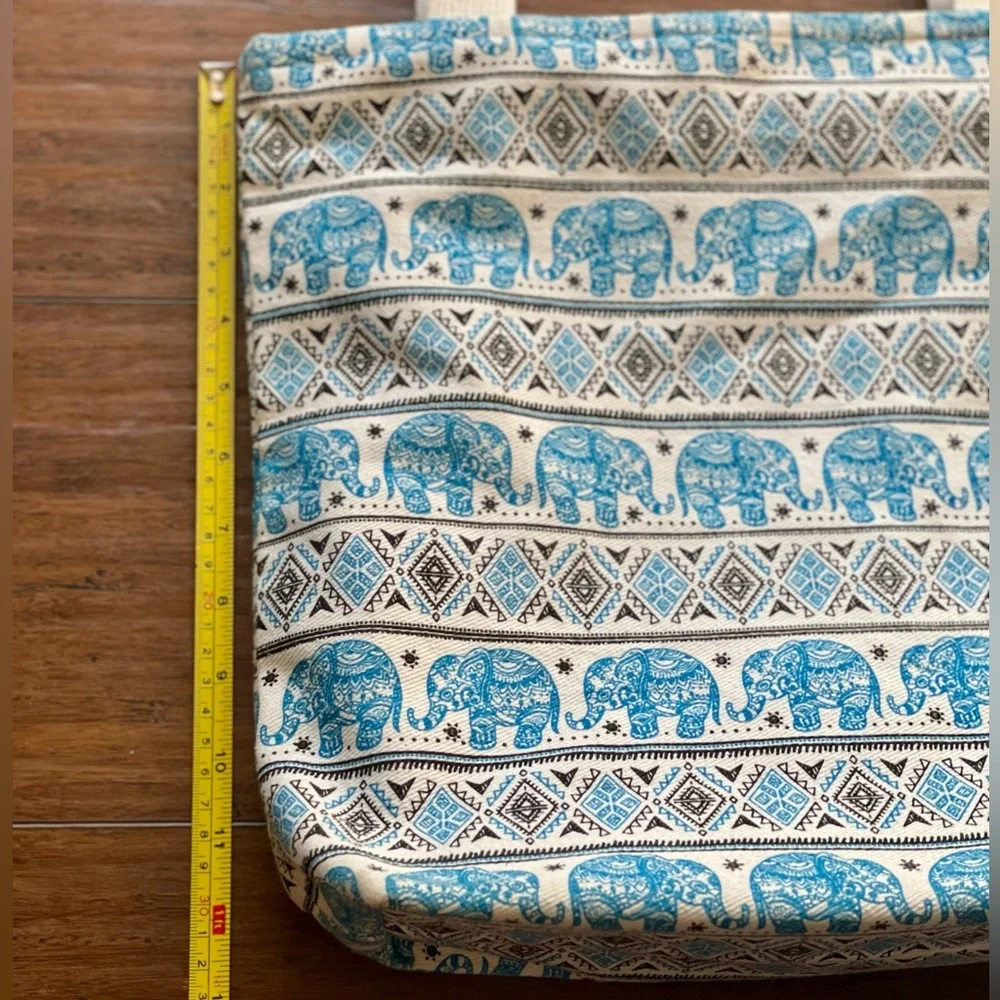 Made In Thailand 100% Cotton Elephant Print Tote Bag